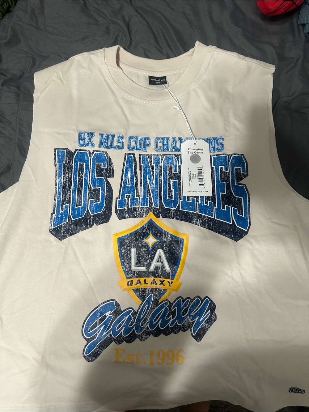 Los Angeles Galaxy Men’s Cream Tank Top - Official Team Graphic